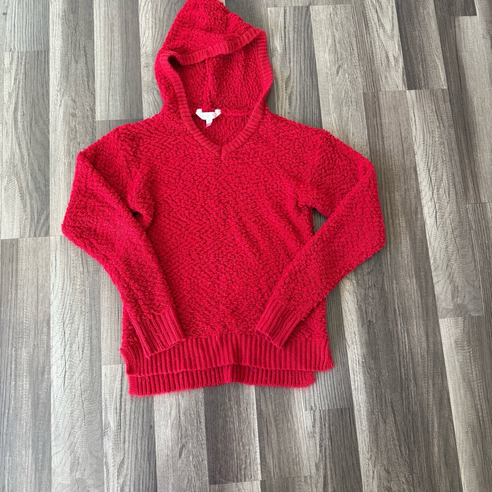 No Boundaries Red Textured Women's Hoodie Sweater - Picture 5 of 6